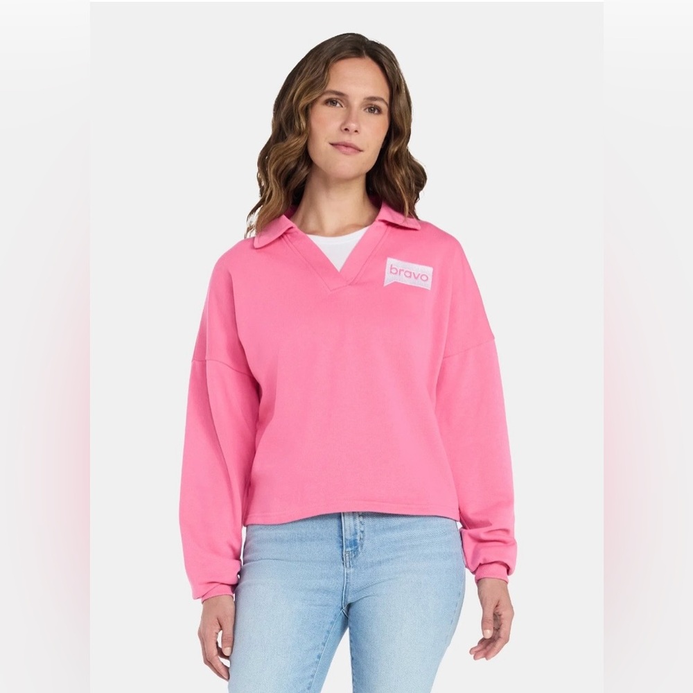 Bravo Women's Graphic Sweatshirt with Long Sleeves, Pink, Size XXL (20), NWT